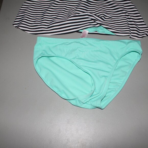 Blue & Black 2 Pcs Justice Tankini Swimsuit Size 16 - Picture 4 of 12
